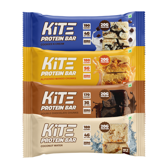 KiTE Protein Bar – 20g Protein | 170 Calories | Low Net Carbs | No Added Sugar (Pack of 4)