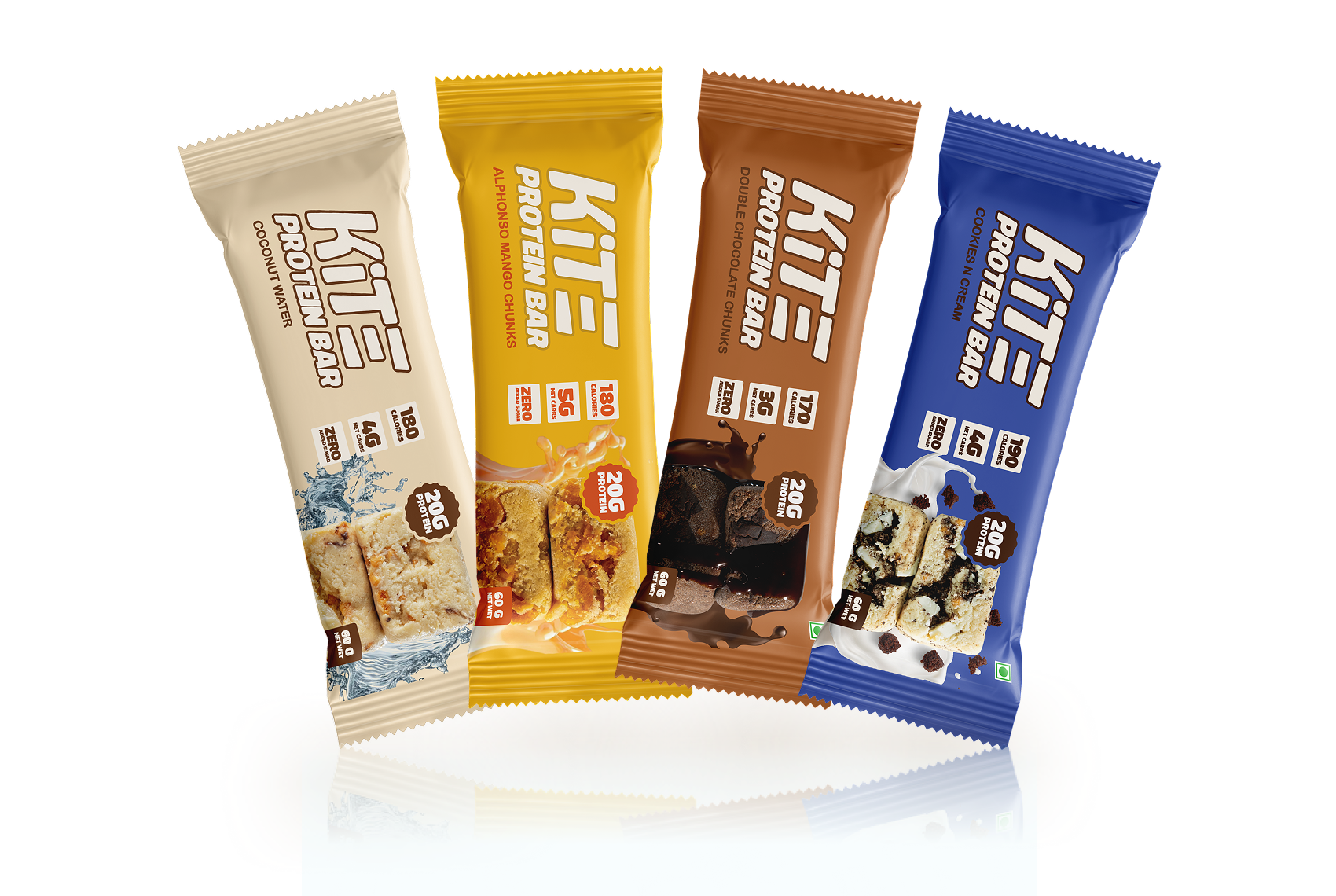 KiTE Protein Bar – 20g Protein | 170 Calories | Low Net Carbs | No Added Sugar (Pack of 4)
